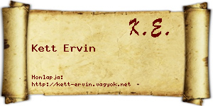 Kett Ervin névjegykártya